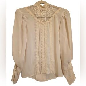 Mi Bru San - Rare Vintage Cream-Colored Lace Blouse